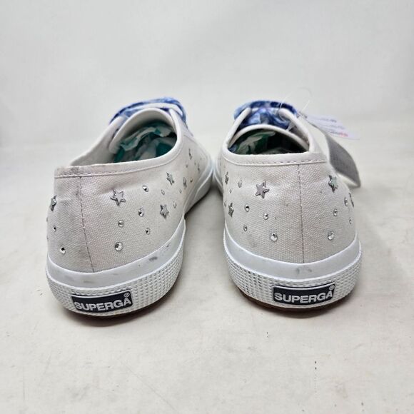SUPERGA Star Studs White Sneakers with Star Pattern and Colorful Laces NWT EU 40 - Picture 9 of 12